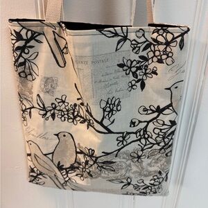 CUSTOM Bird Floral Tote Bag Women's  Handmade Lined Reusable Bag Grocery Books